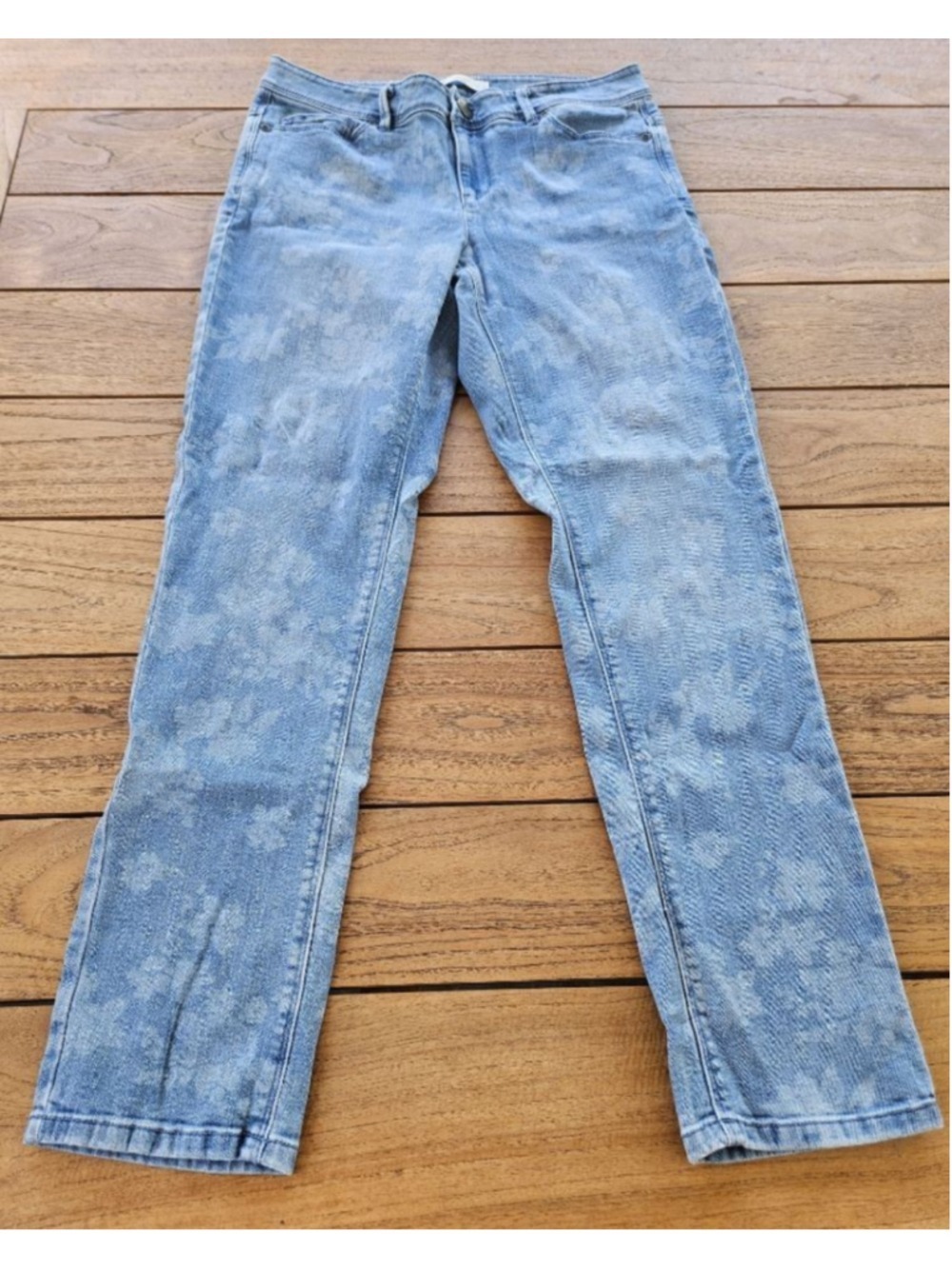 J Jill AUTHENTIC FIT Slim Ankle Women Sz 4 Floral Jeans Denim Pants